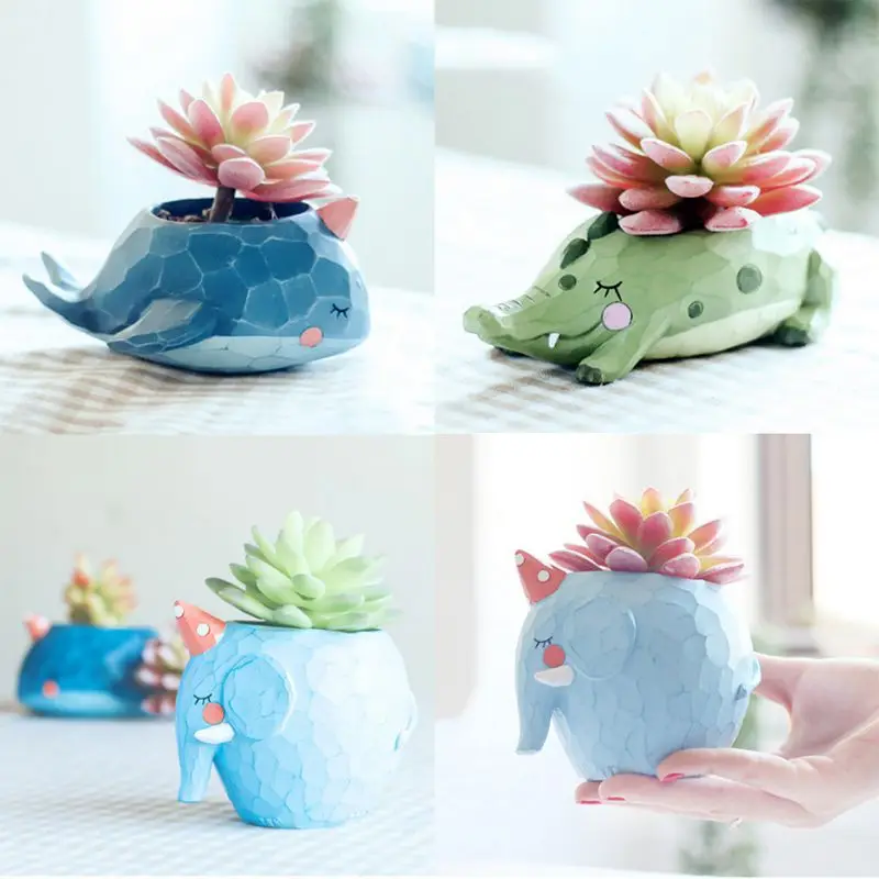 Cute Animals Flower Pots for Succulents Plants Crocodile Whale Dinosaur Elephant Planters Bonsai Home Desktop Decoration