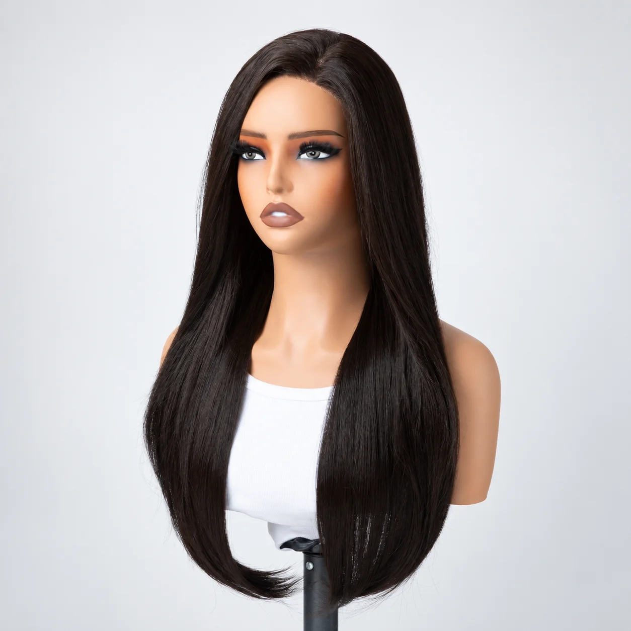 24 Inch Long Straight Wig Monofilament Part Natural Scalp Look Synthetic Hair Wig Heat Resistant Daily Wear Women