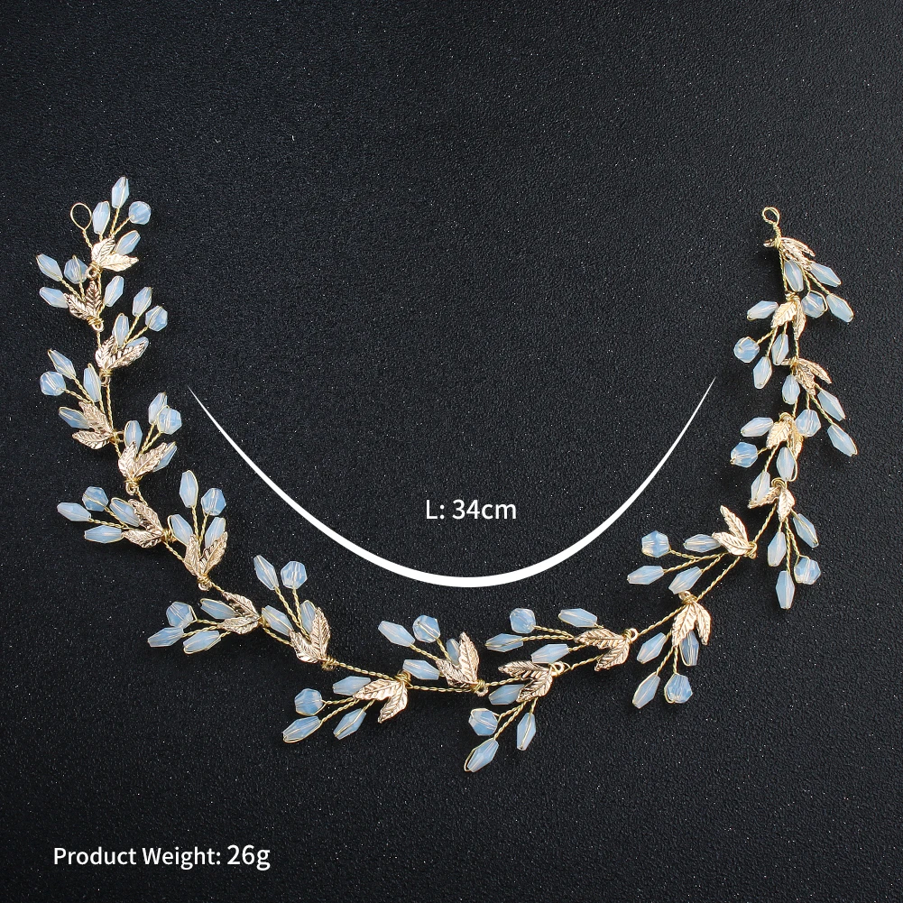 Women Leaf Bride Hair Vine Pearl Wedding Flower Headband Crystal Beads Bridesmaid Headdress Bridal Headpiece Hair Jewelry image 6