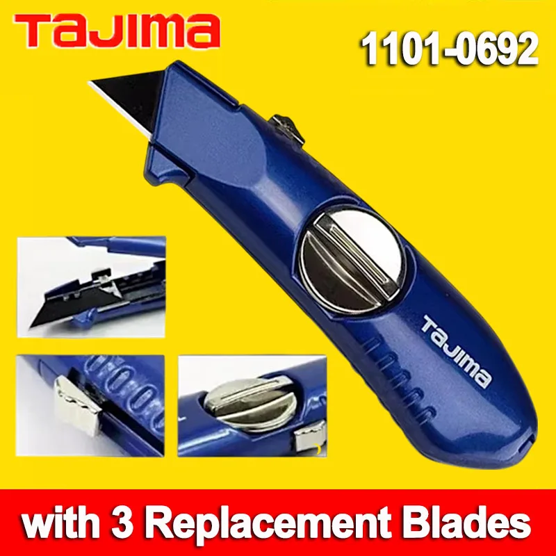 

Tajima Heavy Duty Construction Utility Knife with 3 Replacement Blades Utility Knife for Contractors & DIY Projects 1101-0692