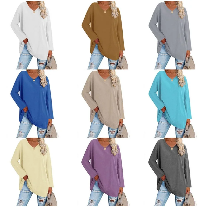 Frauen Langarm T-Shirt Frühling Herbst solide Slim Fit Freizeit hemden weibliche Pullover Basic T-Shirt y2k Kleidung Streetwear Crop Tops – Detail 3