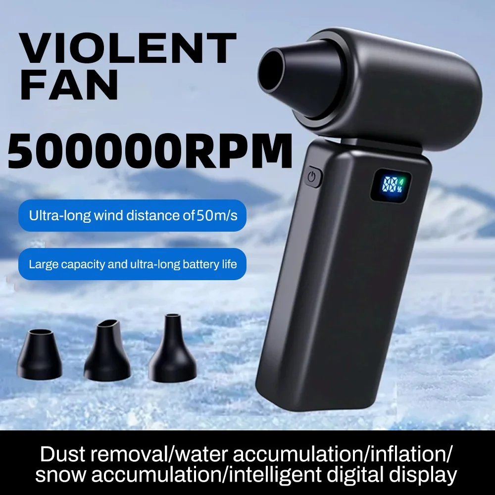 

Turbo Handheld Portable Fan 500000RPM Wireless 6000mAh Rechargeable Mini Fan Outdoor Camping Super Strong Handheld Air Blower
