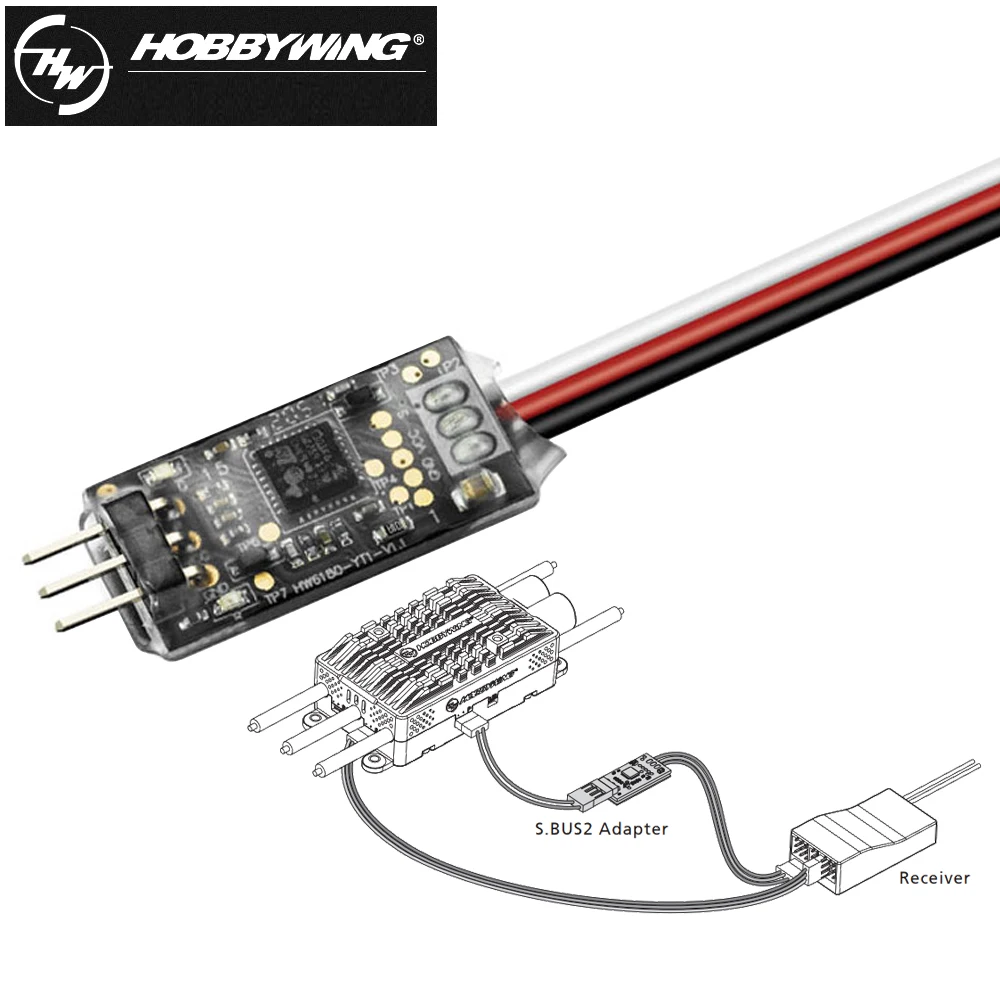 

Оригинальный телеметрический адаптер Hobbywing S.BUS2 5-9 В, модуль передачи данных для Futaba Platinum V4 V5 Aircraft ESC XERUN Car ESC