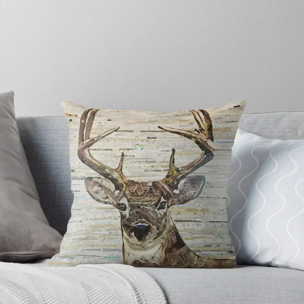 

Whitetail Deer /Buck Collage by C.E. White Throw Pillow Sofa Covers For Living Room Embroidered Cushion Cover Plaid Sofa pillow