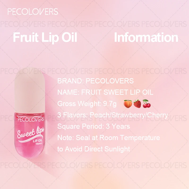 Nourishing Fruit Flavoured Lip Oil,Hydrating, For Dry Lip's, Moisturizing Lip Gloss,Water-Like Mirror Gloss