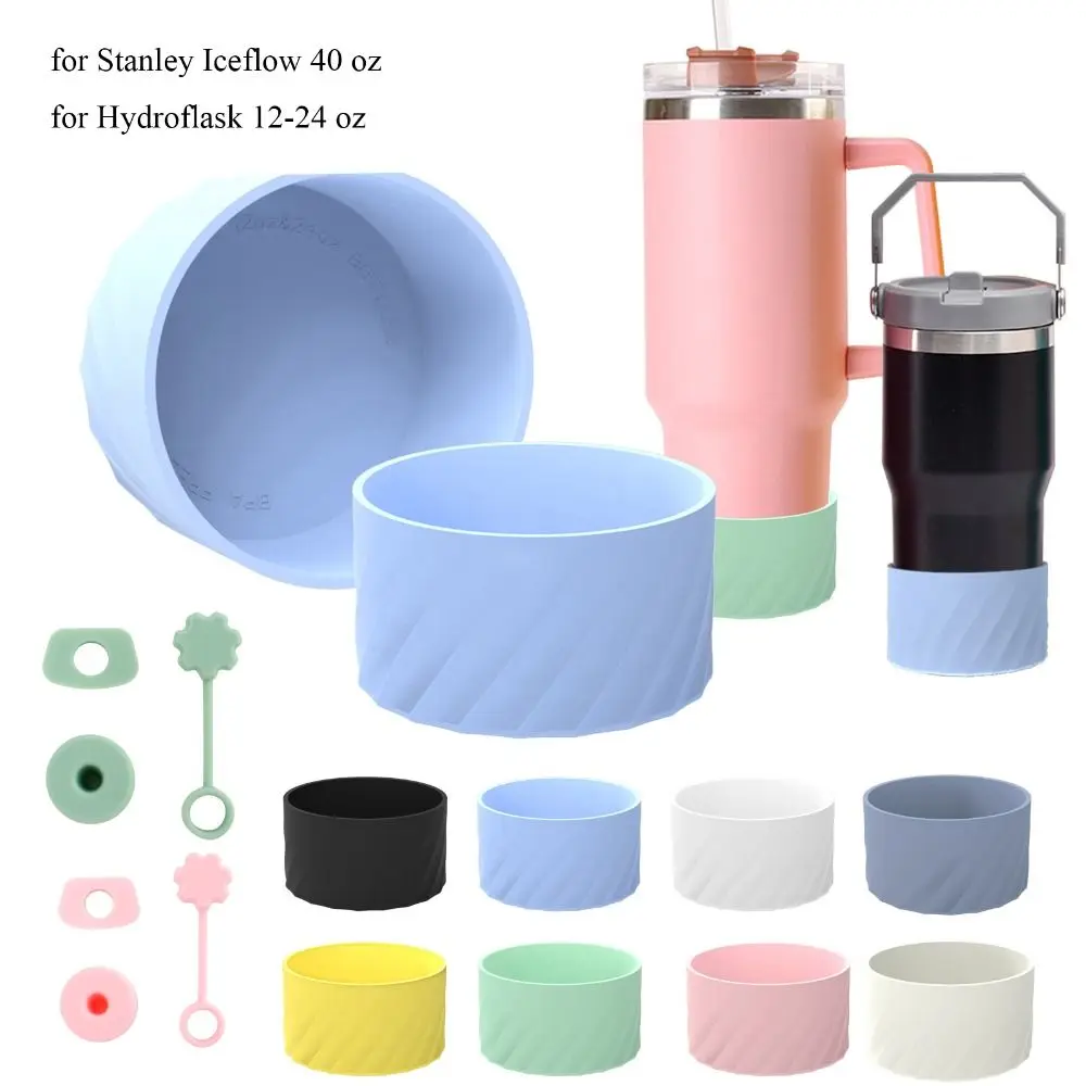 7.5cm Silicone Bottle Bottom Sleeve Cup Accessories Anti-Slip Protective Case for Iceflow 40 oz/Hydroflask 12-24 oz