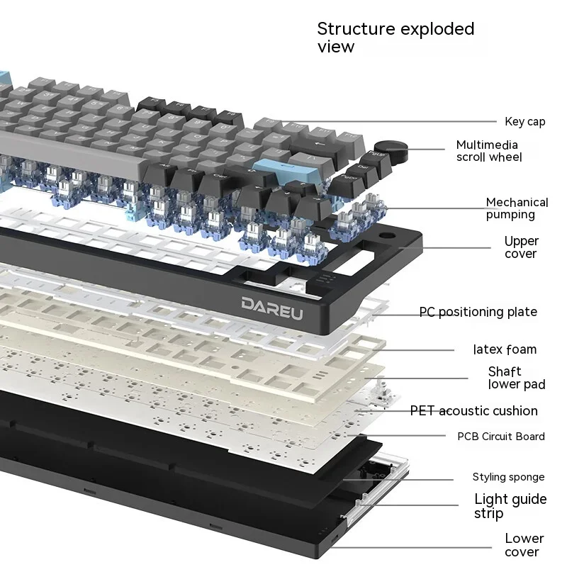 Imagem -02 - Dareu-teclado Mecânico com Três Modos Teclado Multifuncional Rgb 80 Teclas Pbt Hot Swap Acessórios para Jogos