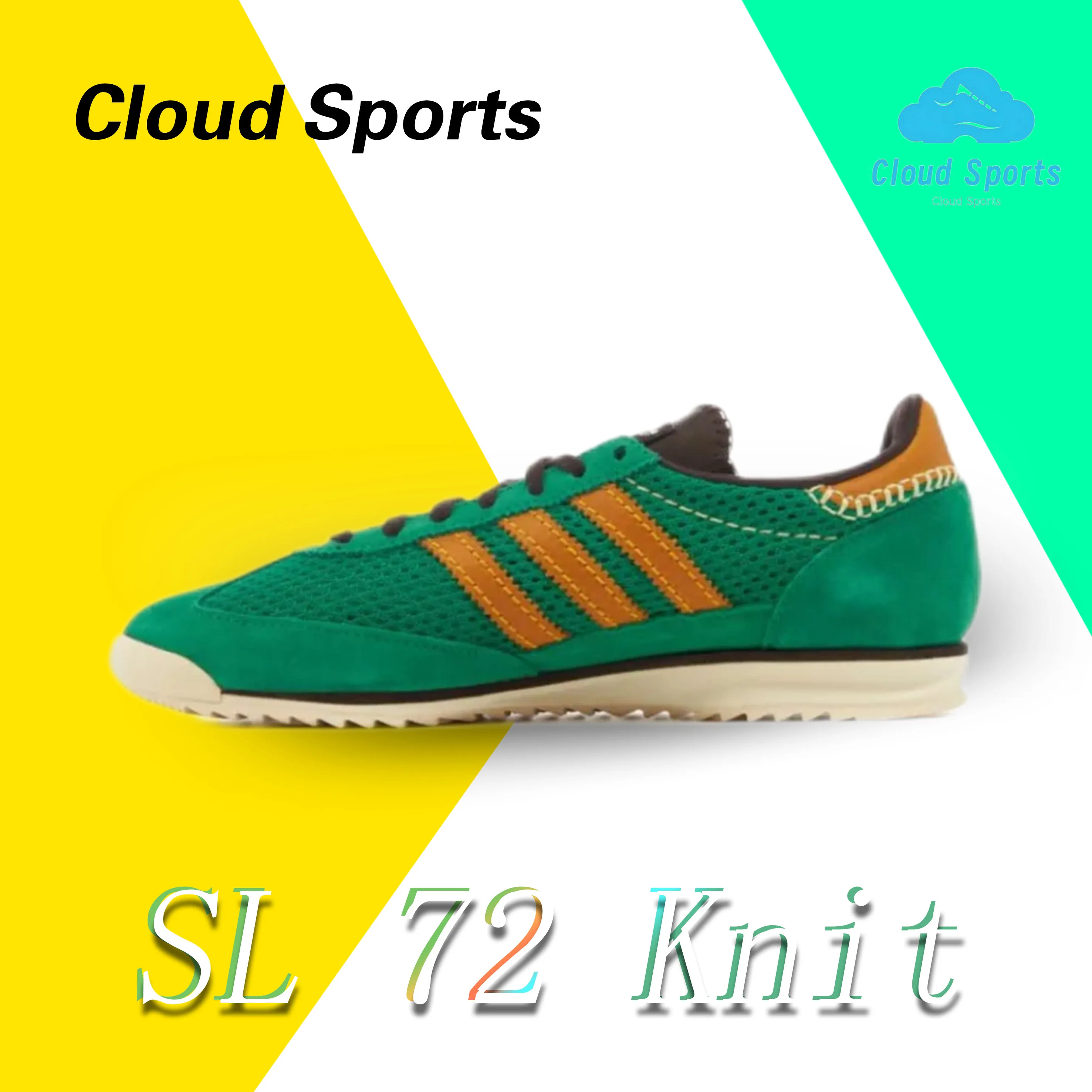 Adidas SL 72Men's and Women's Trendy Retro Low-top Casual Running Shoes Anti-skid Wear-resistant Green and Yellow Matching