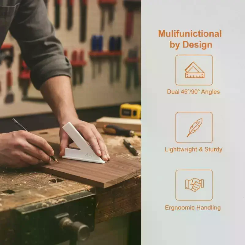 45° Angle Positioning Rulers Woodworking Marking & Locating Tools Designed For Accurate 45-Degree Cutting And Alignment