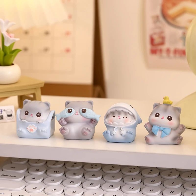 Nordic Creative Cute Pudding Cat Figurines Modern Mood-Stabilizing Healing Animal Ornament Office Desktop Decoration Gift FYFM
