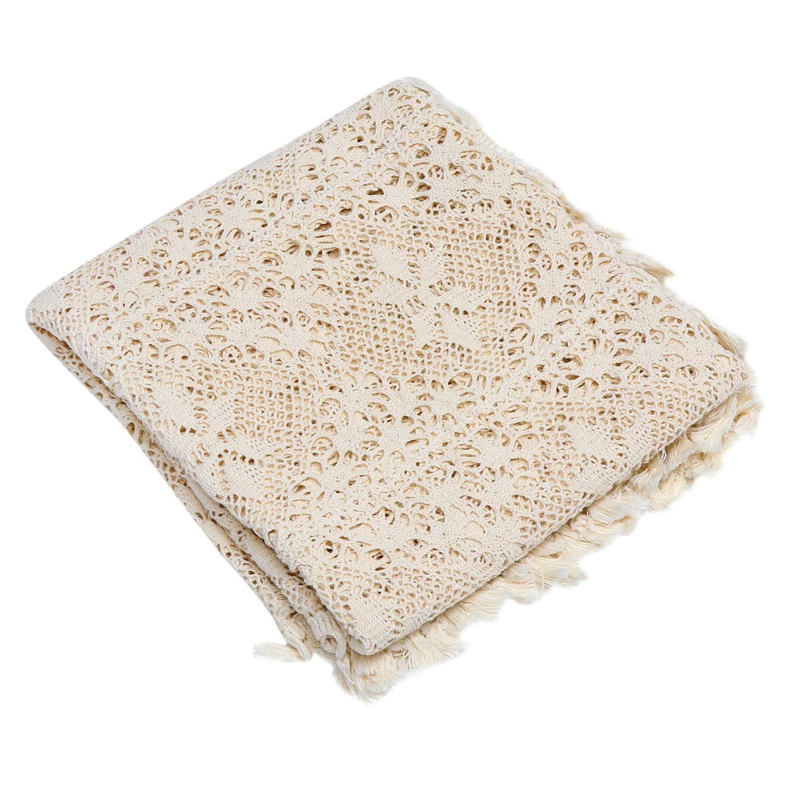 

Cotton Thread Knitted Hollow Tablecloth Pastoral Style Soft Lightweight Home Dining Decorative Washable Table Cloth For