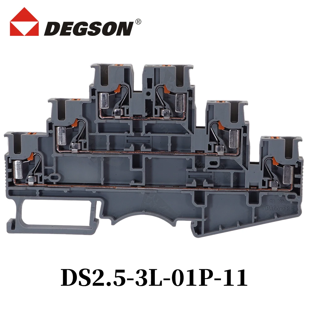 

10Pcs DEGSON D-DS1.5-3L-01P-11-00ZH DS1.5-3L-PV-PE-01P Plug Straight In Connetctor Multi-level DIN RAIL Terminal Block End Cover