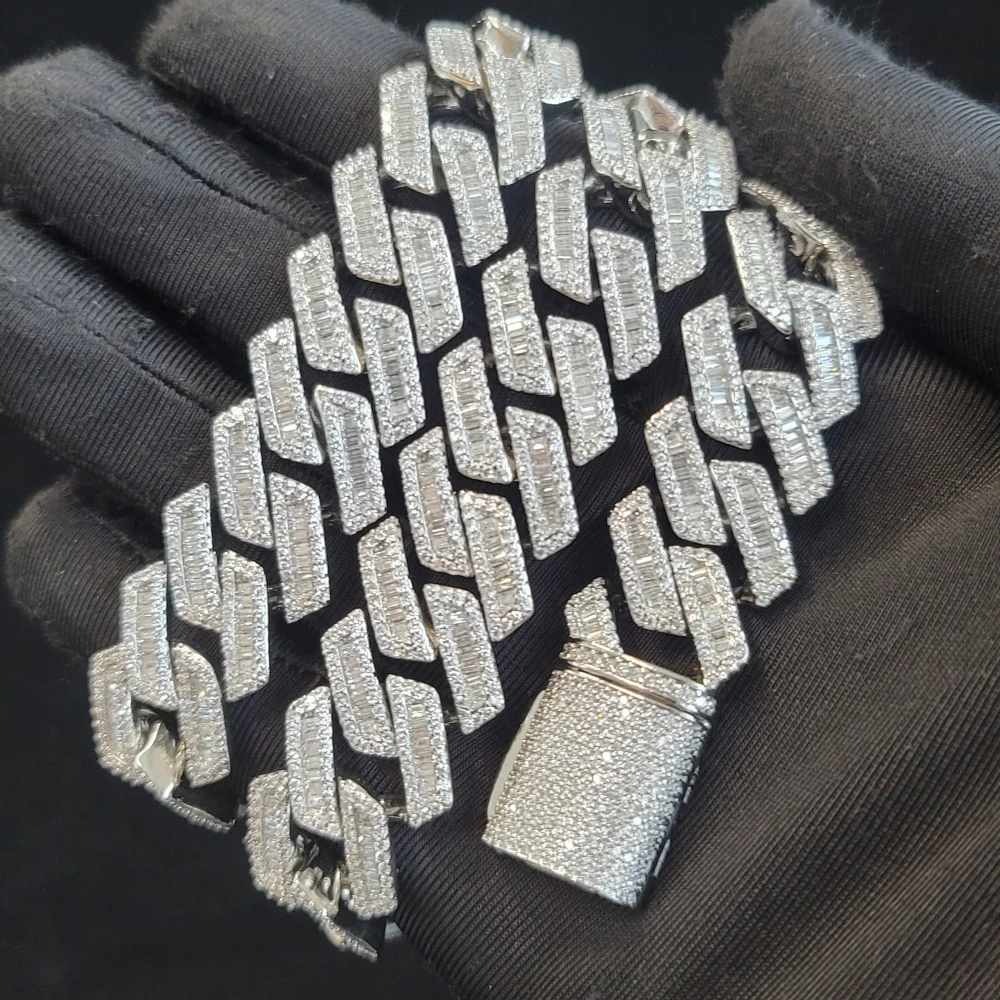 Fashion Square Design Cuban Link Chain Charm 18MM Rhombus Necklace Iced Out Cubic Zircon Bracelet For Men Party Gathering Gifts