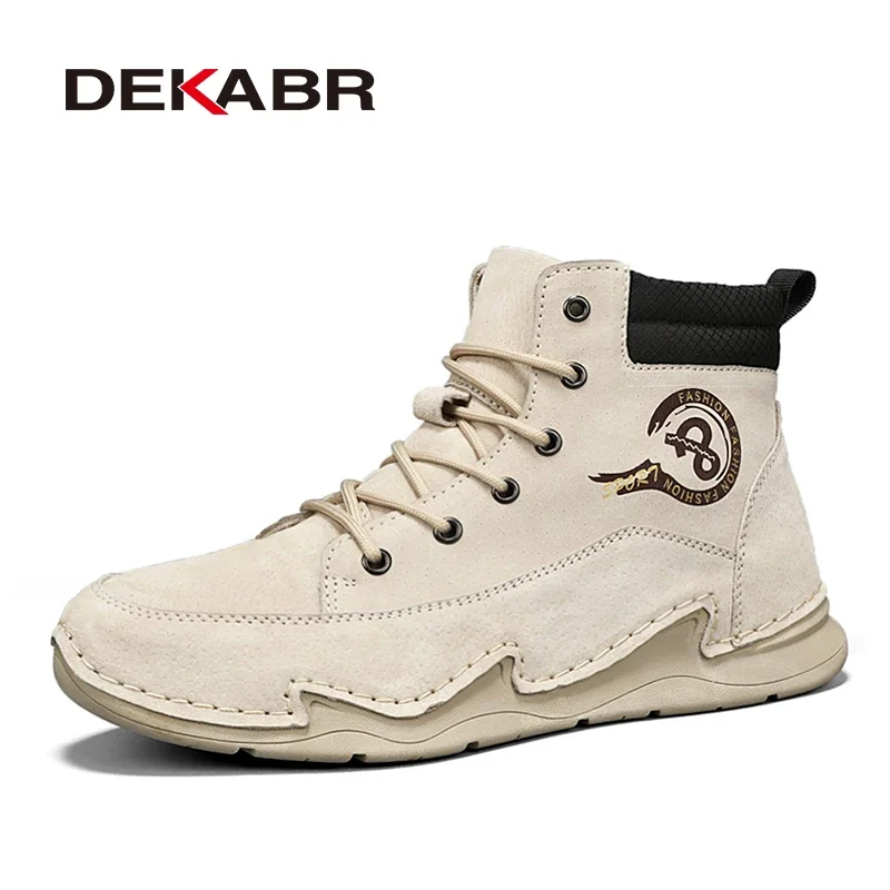 

DEKABR Genuine Leather Octopus Style Shoes For Men Quality Fashion Handmade Breathable Plush Casual Men's Ankle Boots