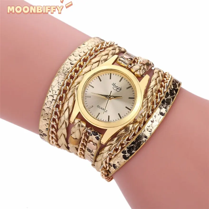 2023 Luxury Watches Women\'s Sexy Snake Pattern Circled Bracelet Watch Woven Twist Trend Watch Alloy Quartz Watch for Women reloj