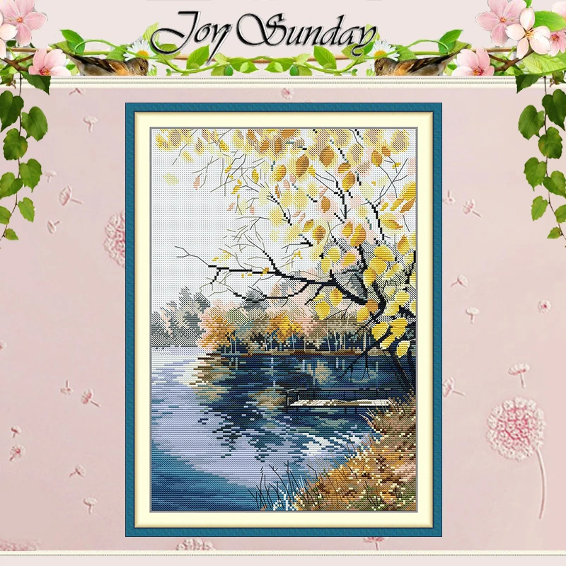 

Golden Autumn Patterns Counted Cross Stitch Set DIY 11CT 14CT 16CT Stamped DMC Cross-stitch Kit Embroidery Needlework Crafts