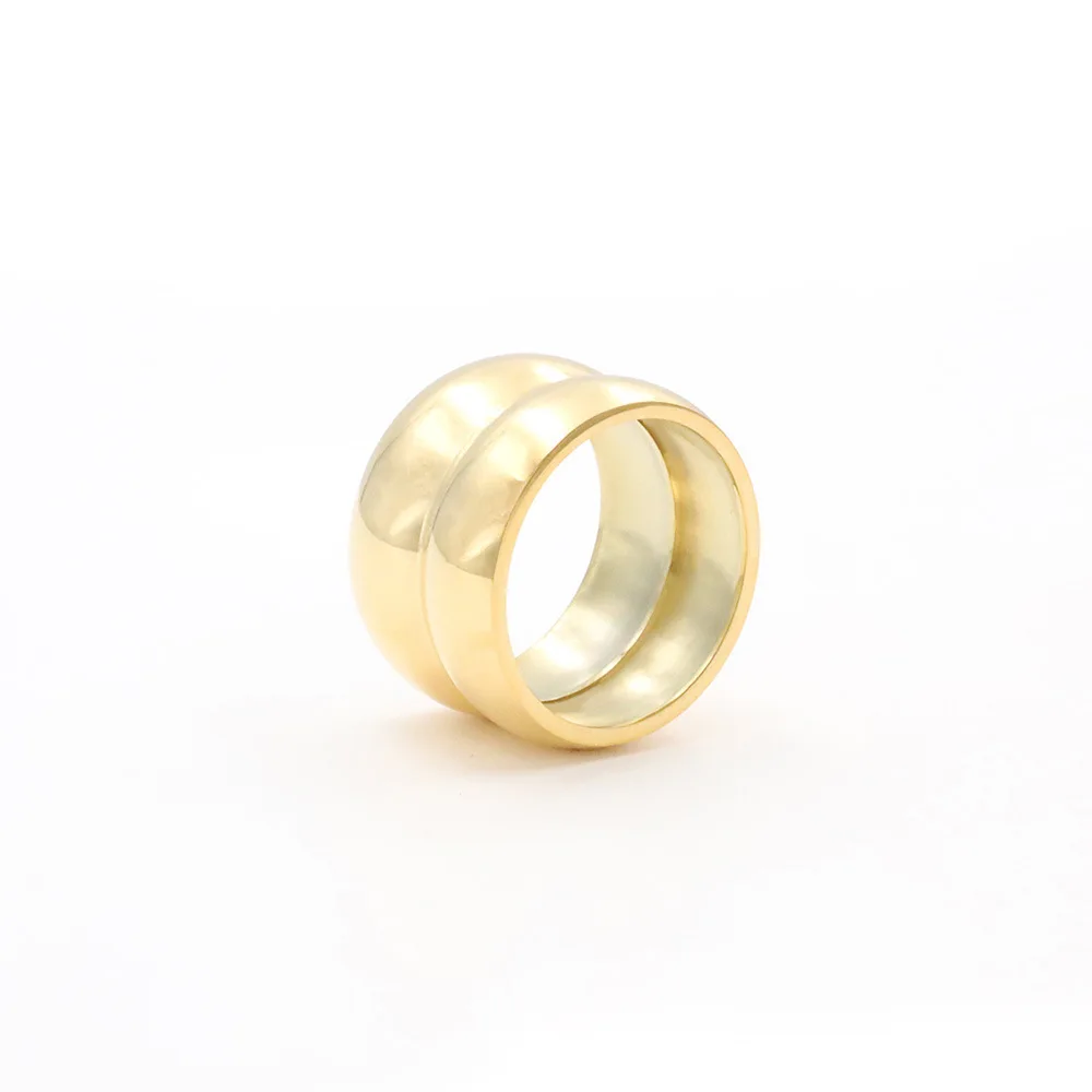 

Simple double-ring titanium steel ring, personalized gold-plated hand jewelry