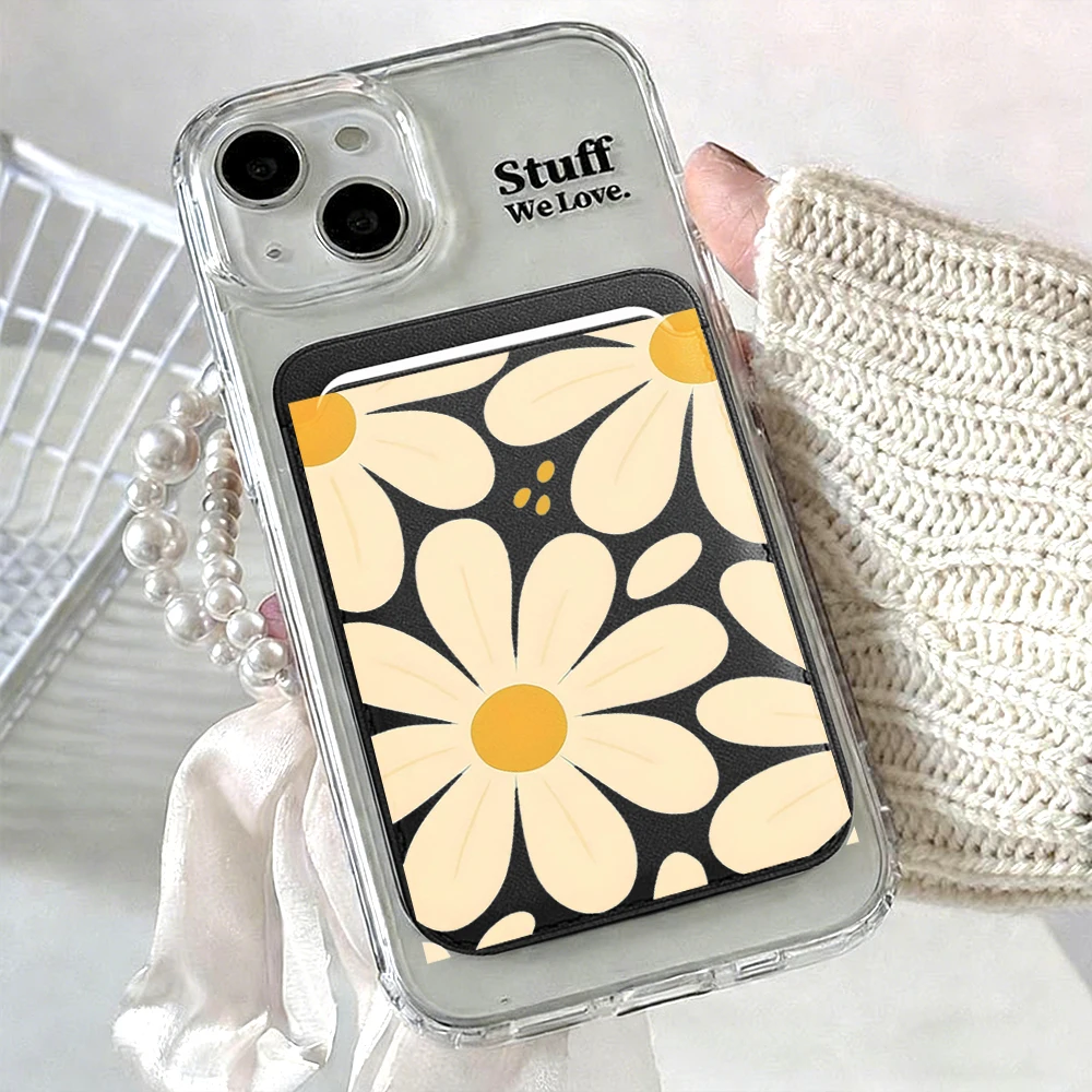 Blumen-Leder-Kartenetui Handyhülle Kartenhalter für Magnetische Hülle Geeignet für alle iPhones mit Magsafe-Kartenfunktion Rückseitentasche – Detail 23