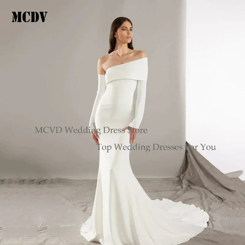 

Mermaid Wedding Dresses Sexy Backless One Shoulder Customized Bridal Gown Womens Dress Lace Appliques Vestidos de Novia MCDV