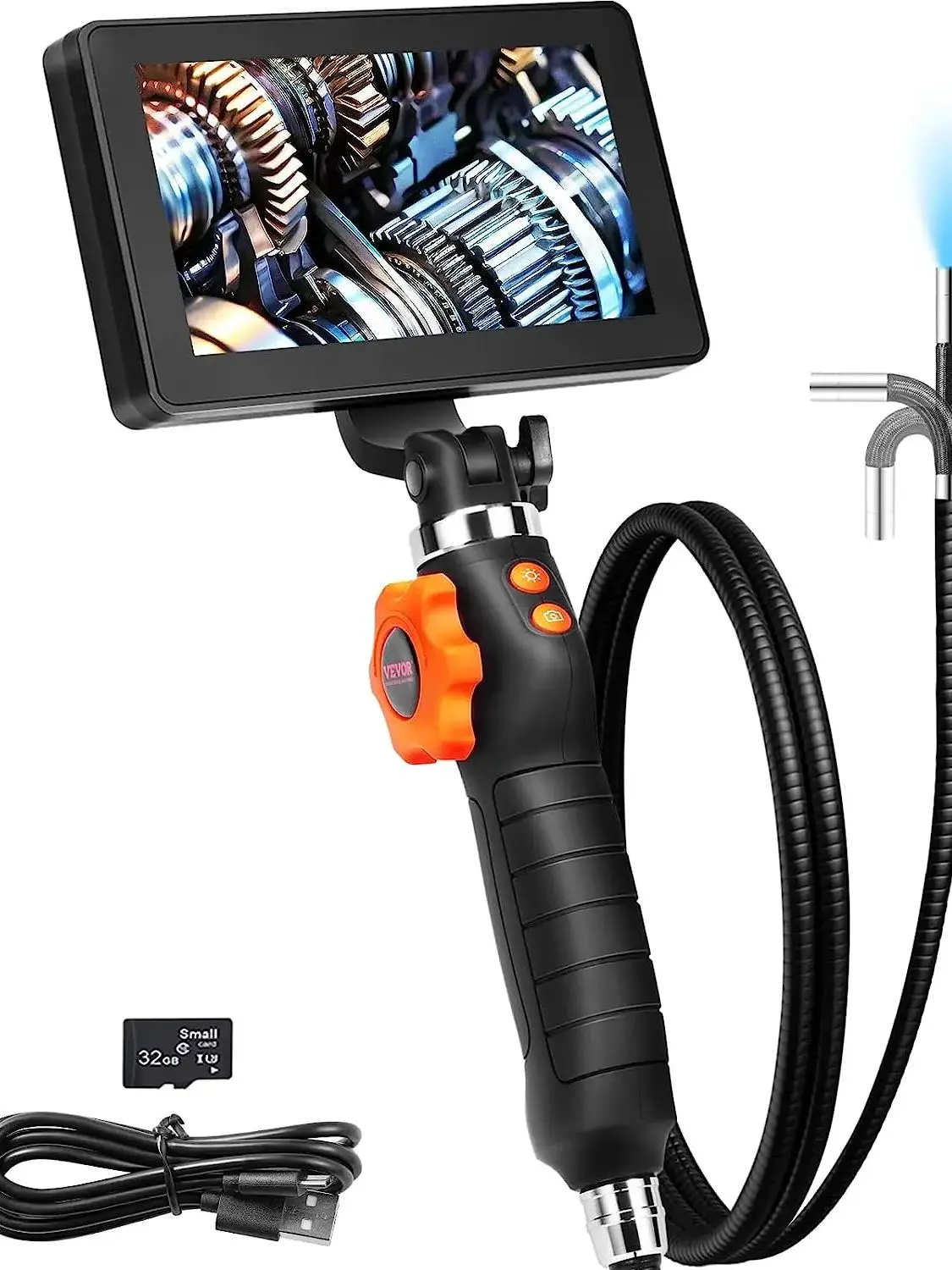 SucceBuy Scharnierende Borescope-camera met licht Tweeweg gelede endoscoopinspectie met 6,4 mm kleine lens 5 "1080P-scherm - afbeelding 2