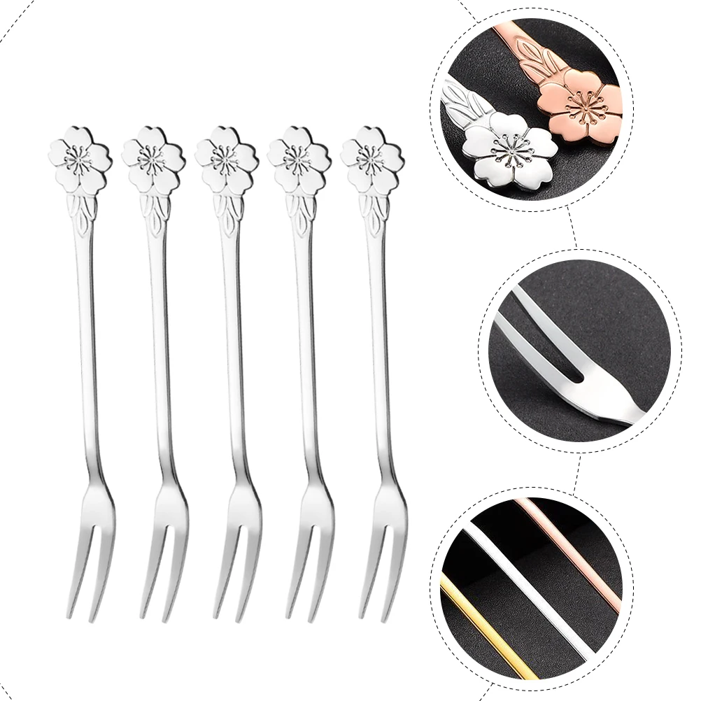 

10pcs Fruit Forks Stainless Steel Two-Tine Dessert Forks For Cake Appetizer Salad Snacks Kitchen Gadgets Party Favors