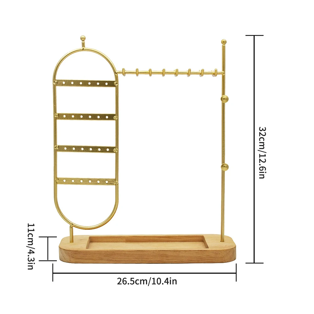 1 desktop solid wood base jewelry rack suitable for organizing and storing watches, earrings, bracelets, necklaces, etc - view 6