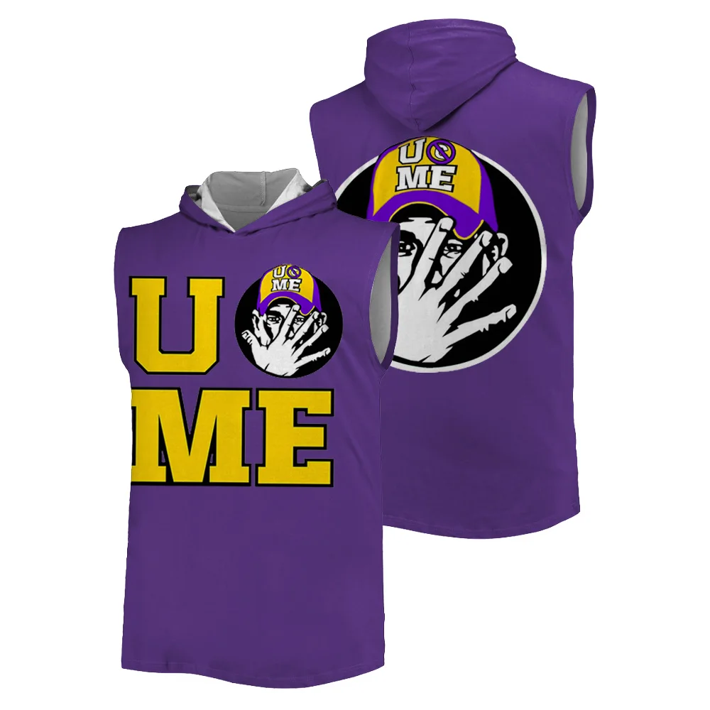 

John Cena WWE Summer new 3D printed hooded vest Fashion Sports Outdoor Fitness Breathable loose oversized men's T-shirt top