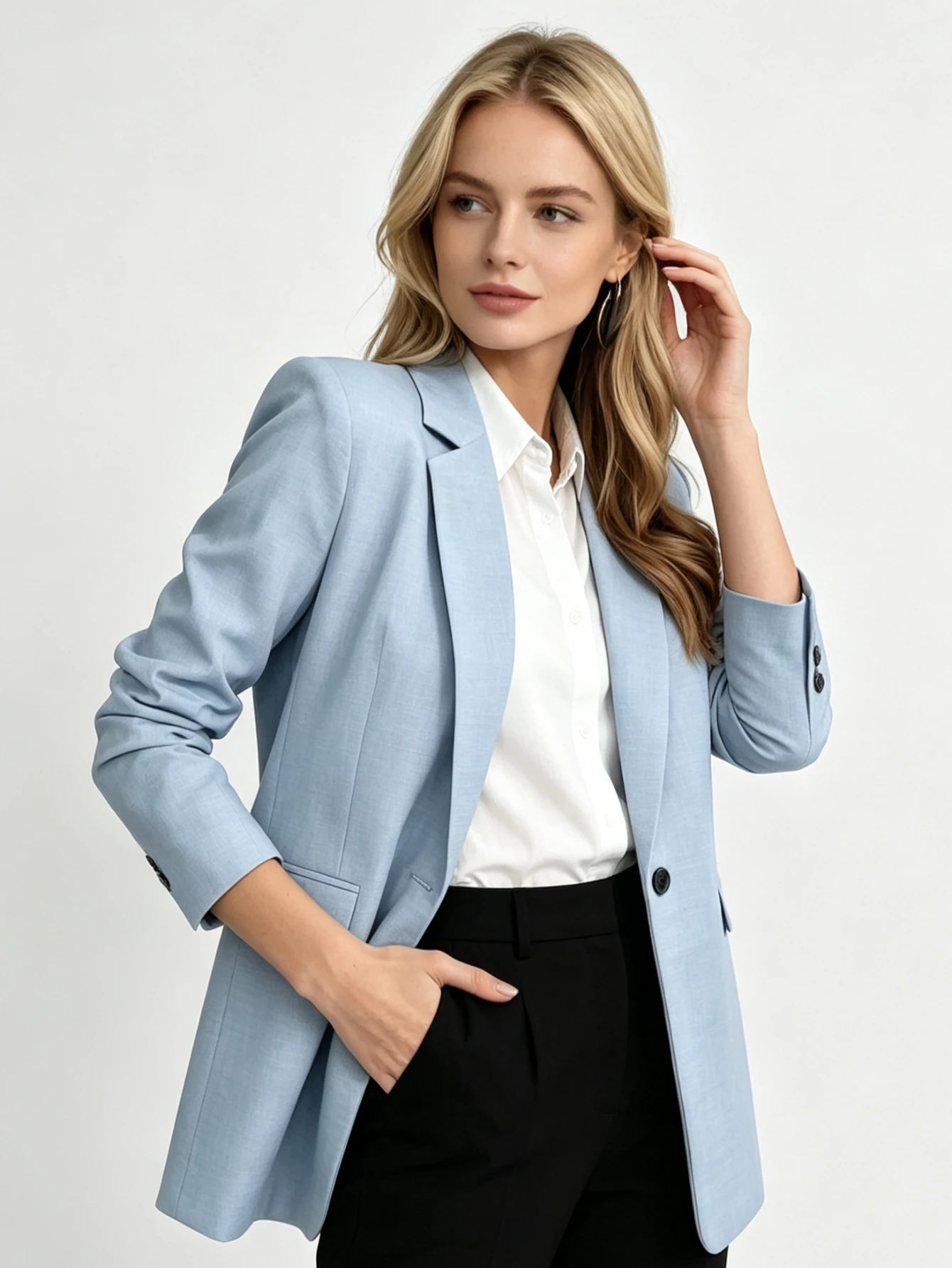New Elegant Textured Lapel Single Button Loose Women Blazer Long Sleeve Spring Autumn Office Suit Jacket