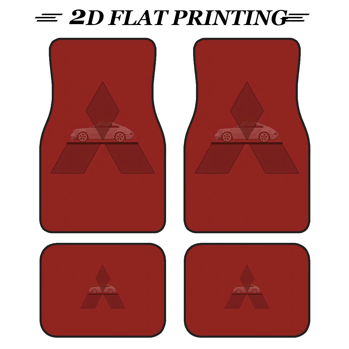 4pcs Unique For MITSUBISHI Classic Logo Car Mats | Premium Polyester Material, Universal Fit, Ideal For Car Interior Renovation