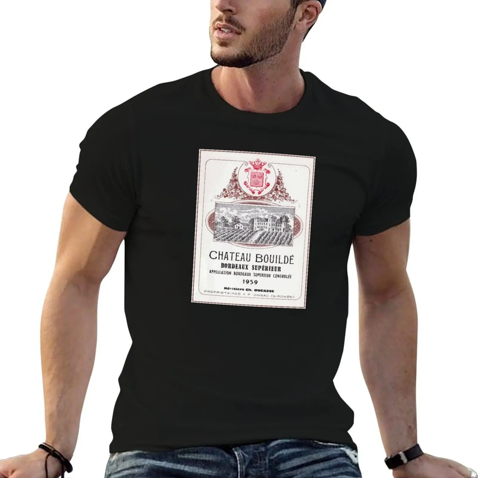 

1959 Chateau Bouilde Bordeaux (color) T-Shirt t shirts for man cotton t shirts for man graphic vintage T-Shirt
