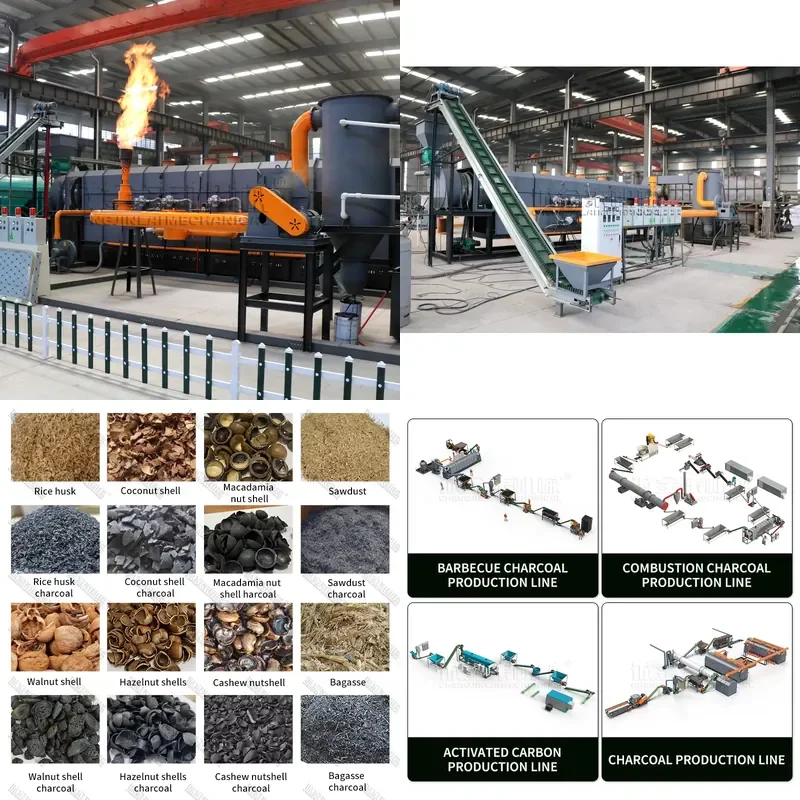 Smokeless Continuous Biomass Carbonization Furnace Auto-Activated Carbon Production Line for Coconut Shell Bamboo Chips Straw