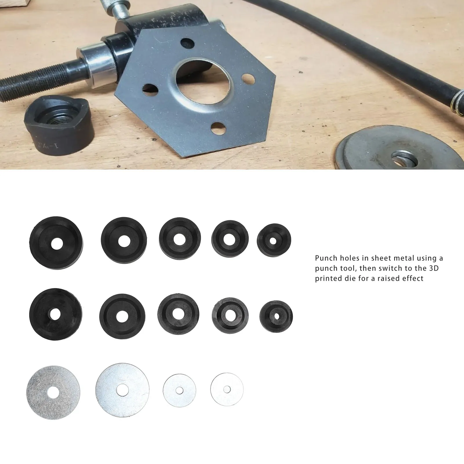 Sheet Metal Hole Dimple Die Sheet Metal Dimple Die Set High Strength Deform Proof with Backing Discs for Hydraulic Punch Driver
