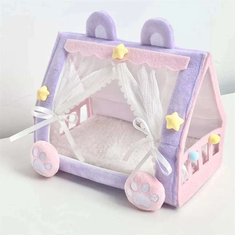 

Desktop Ornaments Doll Tent Doll Furniture Pretend Play Cotton Doll Bed Miniature Scene Model Doll Sleeping Bed Plush Toy