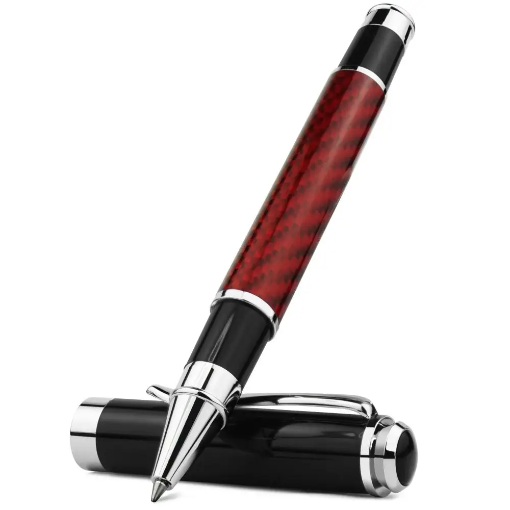 

Elegant Carbon Fiber Fiber Signature Pen Smooth 0.5mm Metal Signature Pen Golden Black Refill Premium Gel Pens Business