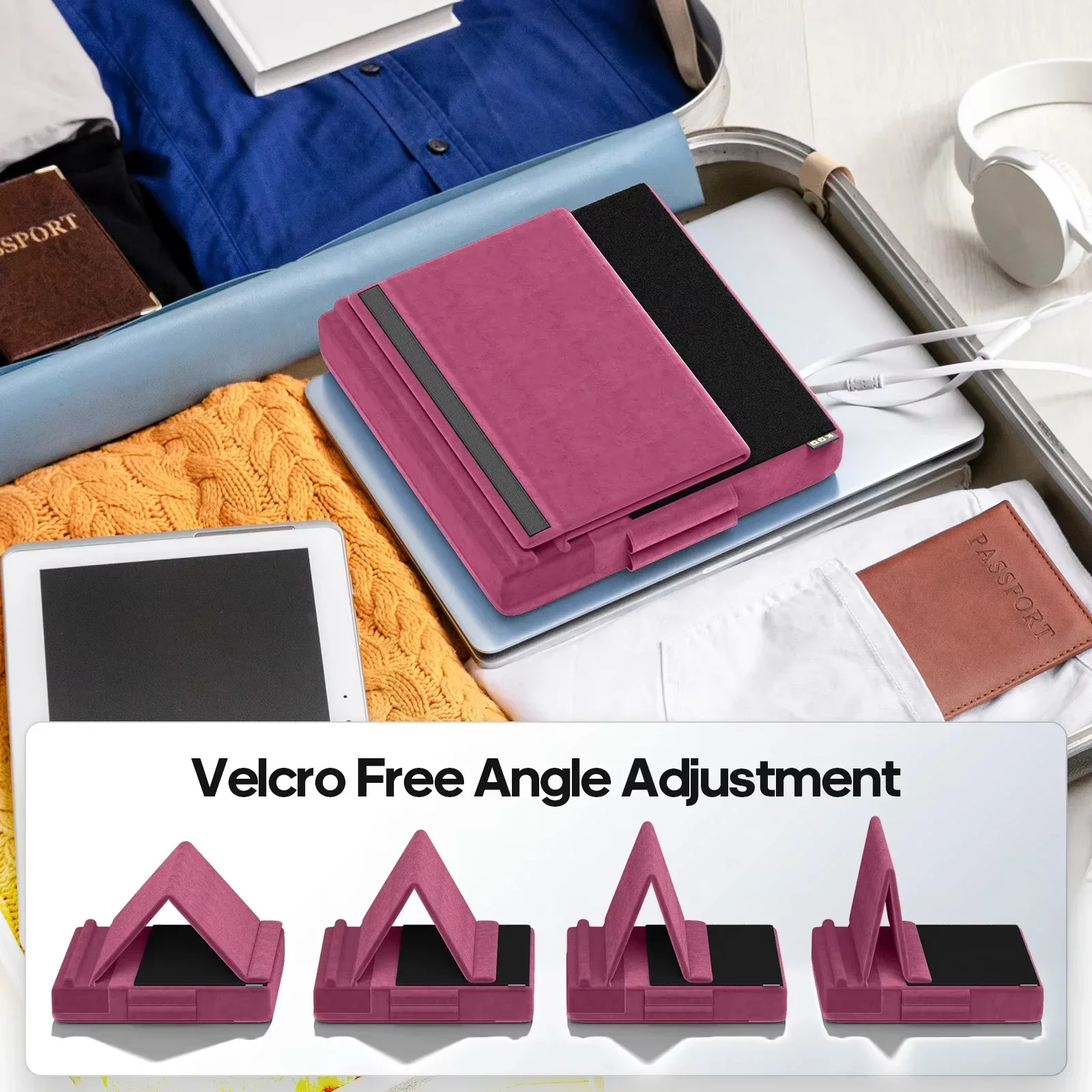 Upgraded Tablet Pillow Stand Multi-Angle Viewing Ipad Holder for Lap Bed and Desk Foldable Soft Pad Dock with Stylus Mount view 5