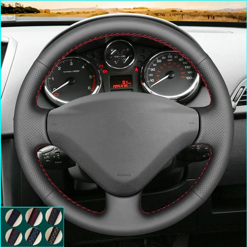 Customized Original DIY Car Steering Wheel Cover For Peugeot 207 Fiat Scudo Expert Partner Leather Braid For Steering Wheel