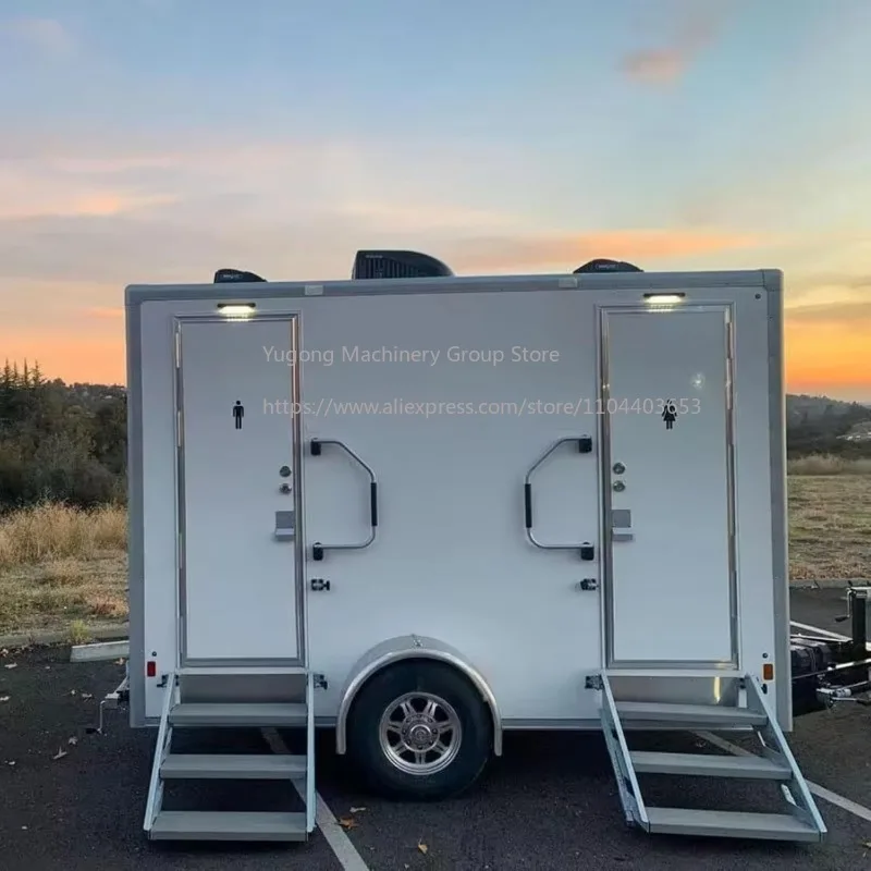 Mobile Bathroom Trailer, Portable Toilet Trailer Customizable Water Connection and Ventilation for Festivals Outdoor Events