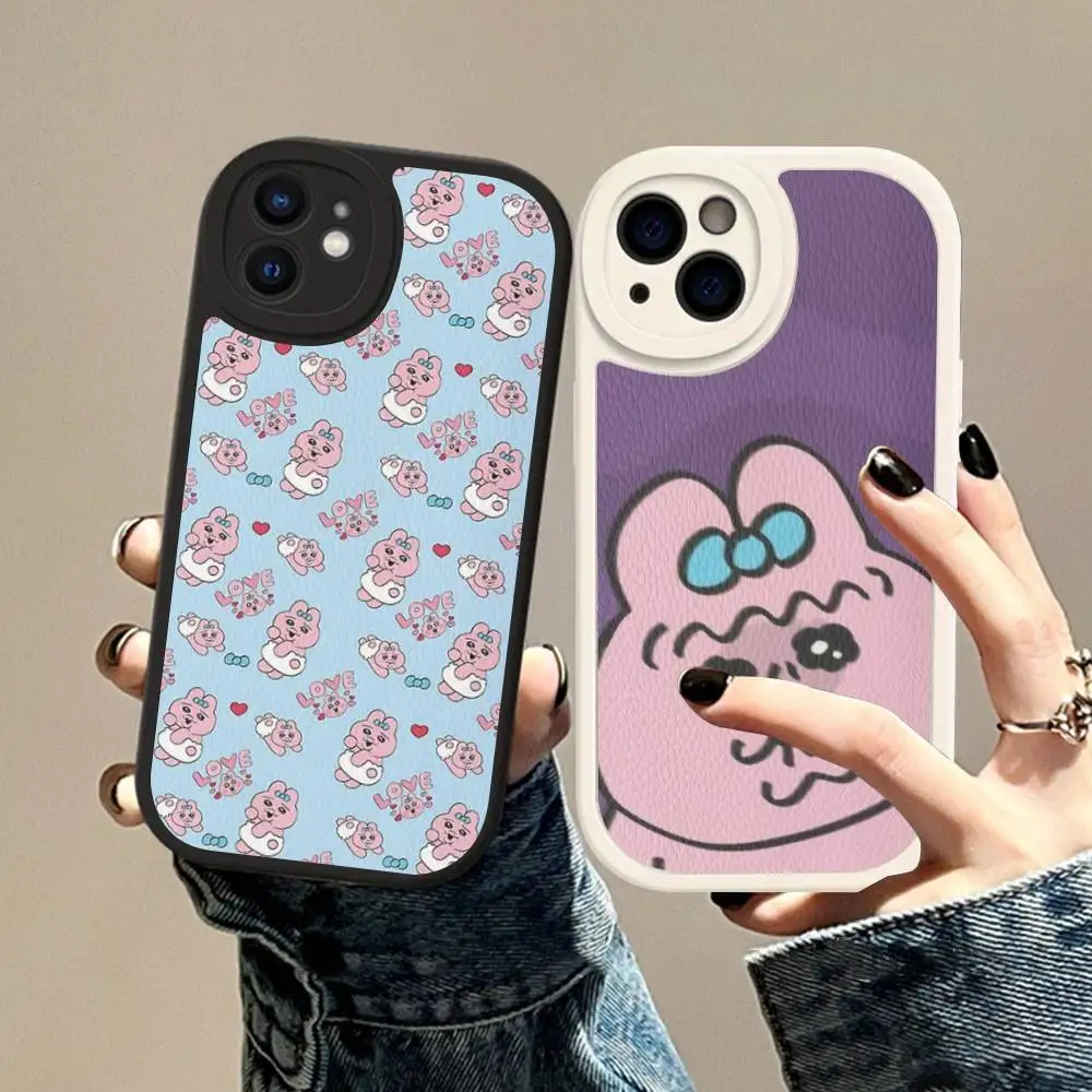 Чехол для телефона O-Opanchus с рисунком U-Usagis для IPhone 16, 15, 14, 13, 12, 11 Pro Max Plus 16E, мягкий кожаный чехол
