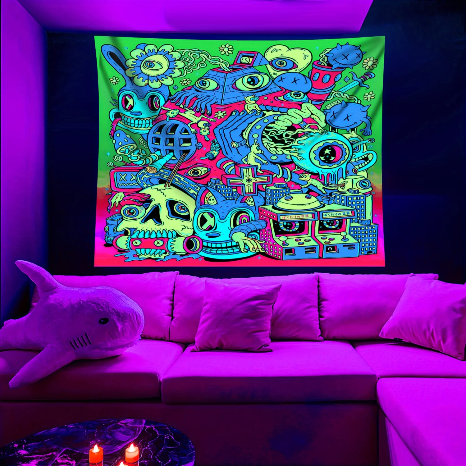 VIKAMA Fantasy Psychedelic Tapestry Game Room Backdrop Theme Party Living Room Wall Hanging Anime-Themed Room Decor