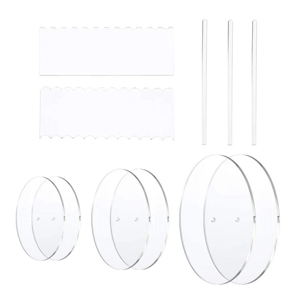 

Cake Discs Set Acrylic Cake Decorating Tools Baking Scraper Pastry Kitchen Accessories Easy Clean Practical Gifts