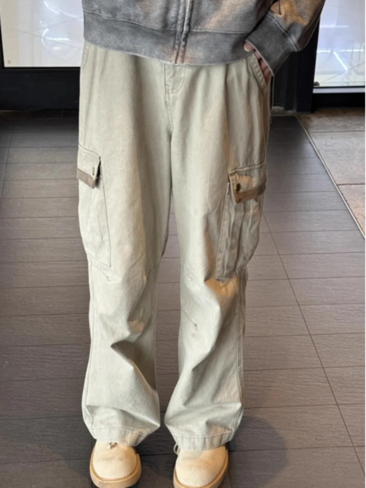 سراويل العمل الأمريكية الرجعية مستقيمة الساق متعددة كيتس للرجال كلينفيت تسجيل في الهواء الطلق واسعة الساق جينز غير رسمي فضفاض مناسب #5