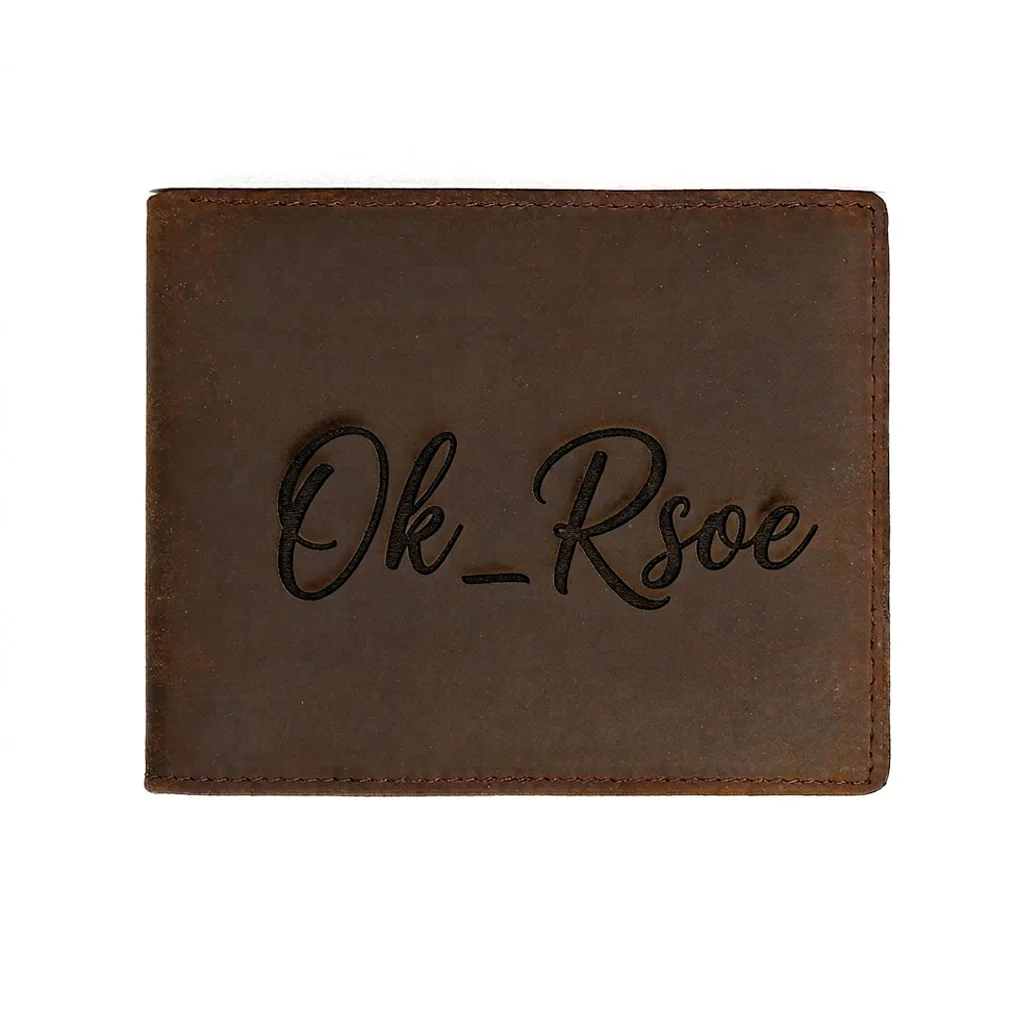 Custom Personalized Men Wallet Leather Engraved Name Logo Vintage Crazy Horse Short Bifold Purse Zipper Coin Pocket Gift