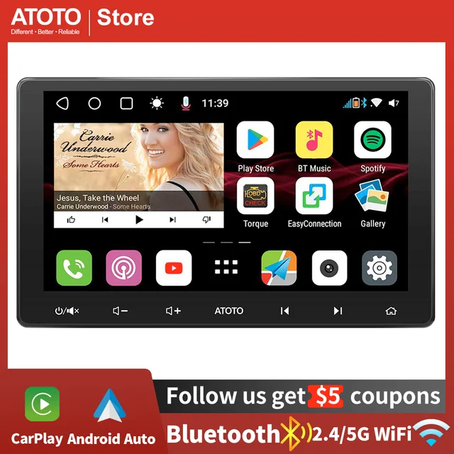 Bluetooth付きワイヤレスステレオカーラジオ,ATOTO-デュアルディン,s8プレミアム,10インチ,Android,自動,タッチスクリーン,車用,ユニバーサル  - AliExpress