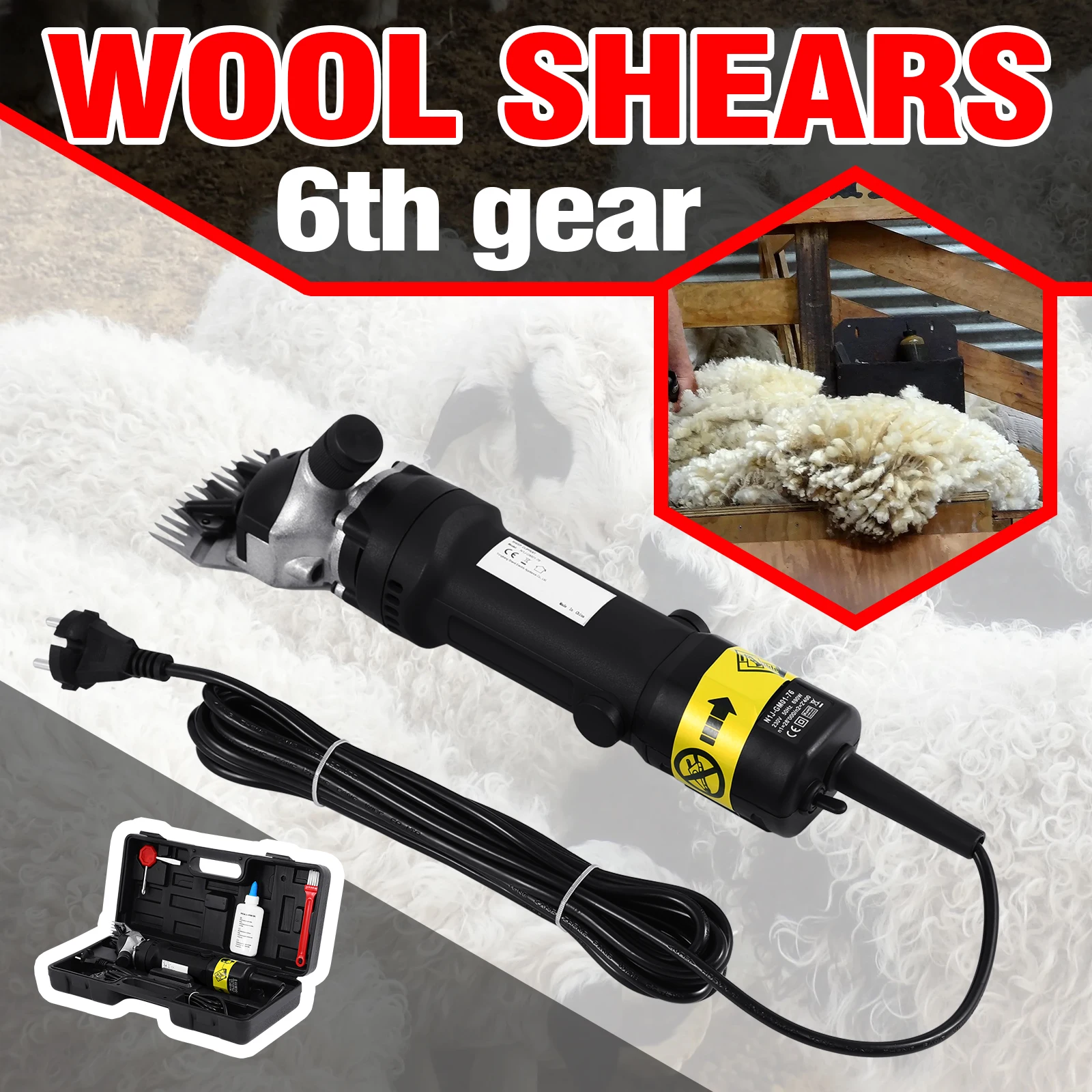 220V Electric Sheep Pet Hair Clipper Shearing Kit Shear Wool Cut Goat Pet Animal Shearing Supplies Farm Cut Machine EU