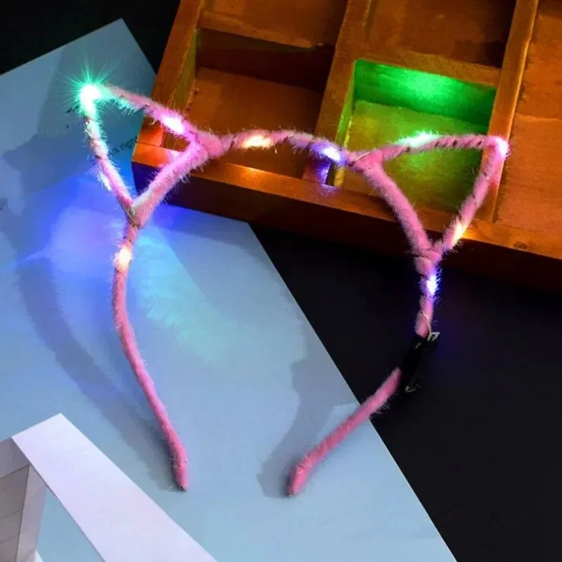 Festive Led Ear Cat Shaped LED Headbands Light Up Flashing Headwear Glow Party Supplies Wedding Birthday Cosplay Halloween - view 5