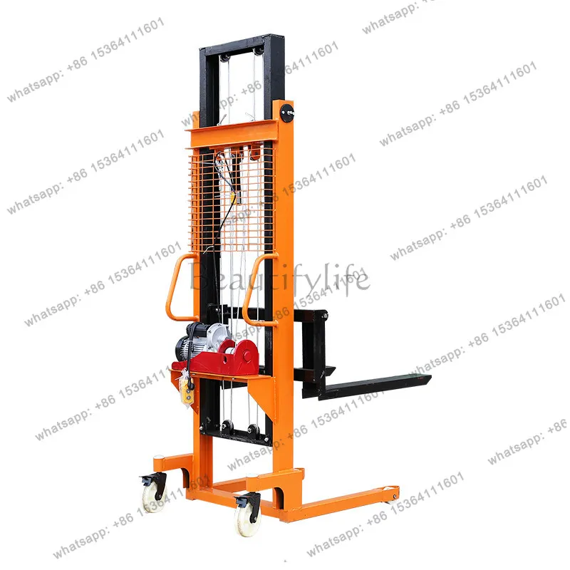 Manual forklift hydraulic stack height electric lift handling hand push loading and unloading lift forklift