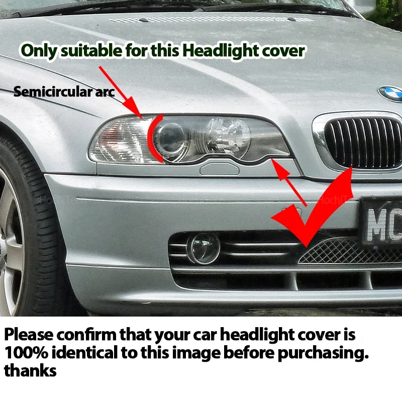 Picture 3: Front Headlight Cover for BMW E46 Coupe Convertible 1999-2003 M3 2000-2006 Auto Glass Lens Case Head Light Caps Lampshade Shell
