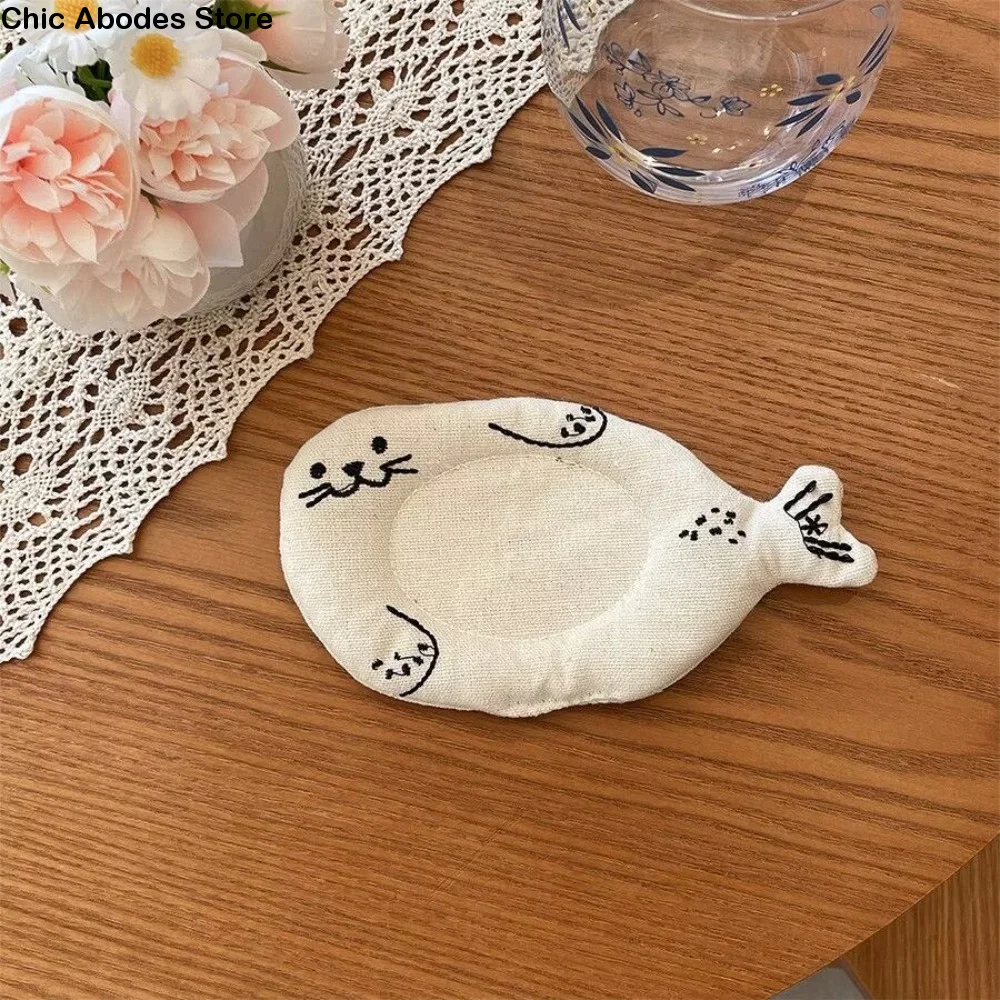 Creative Cute Cartoon Animal Fabric Coaster Panda Anti Slip Cat Cup Mat Soft Delicate Seal Heat Insulation Pad Dorm
