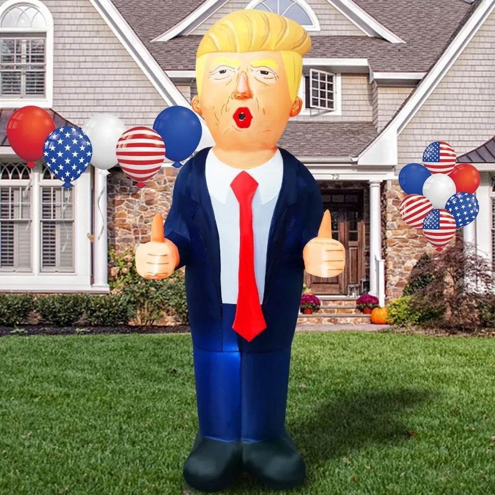 Decoración inflable al aire libre Trump de 8 pies, pulgares inflables Donald arriba, combinado con un traje azul y corbata roja