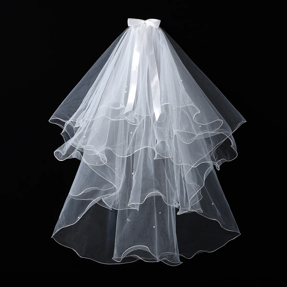 Velo de novia de múltiples capas blanco elegante, adecuado para Bodas de mujeres, longitud de la cintura